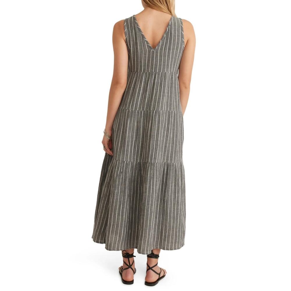 Marine Layer Corinne Striped Maxi Dress Gray Small - Picture 2 of 5